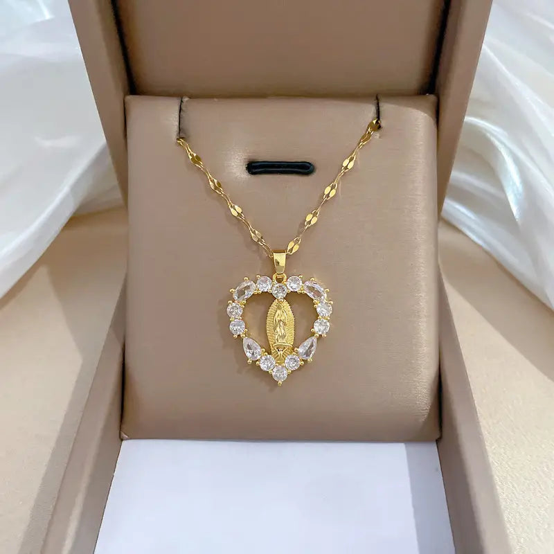 💎 Regalo Celestial 2x1 ✨ – Collar de la Virgen 💫 símbolo de amor y protección 💖