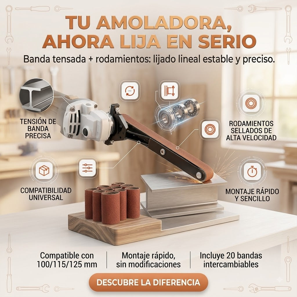 Adaptador de Lijadora de Banda ProFitGear™ + 20 Lijas Intercambiables
