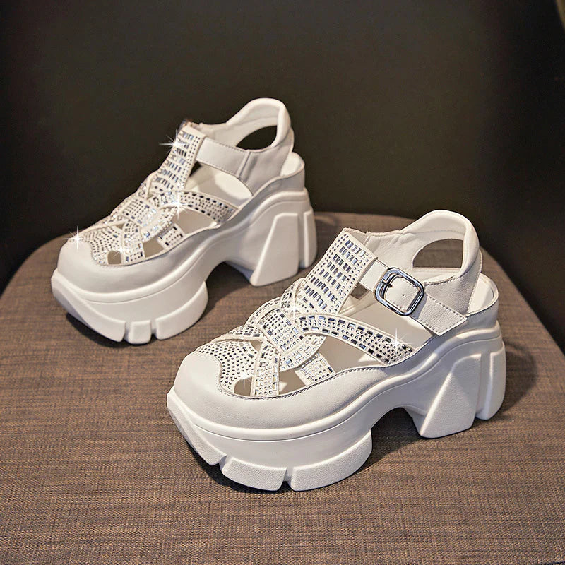 Sandalias Con Plataforma Glamour De Lentejuelas