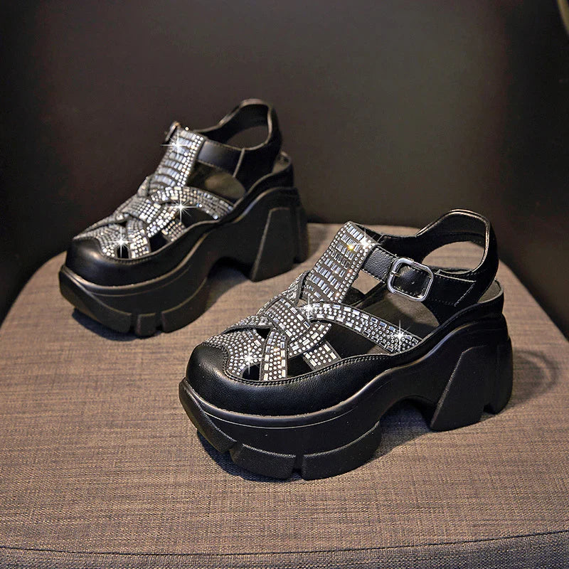 Sandalias Con Plataforma Glamour De Lentejuelas