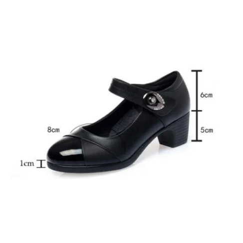 Zapatos ortopédicos de cuero con suela suave y botones de diamante para mujer 【Cómodos, antideslizantes】