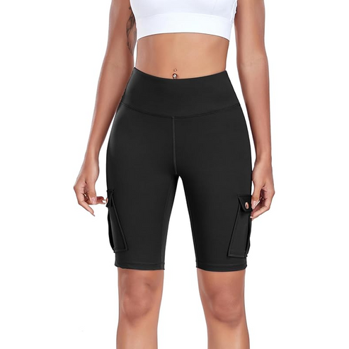 Pantalones cortos elásticos de cintura alta para mujer