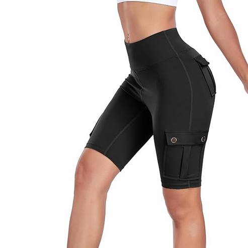 Pantalones cortos elásticos de cintura alta para mujer