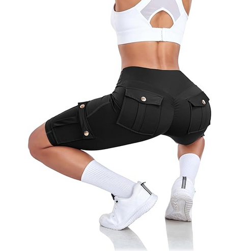 Pantalones cortos elásticos de cintura alta para mujer