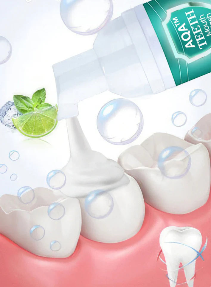 Enjuague bucal AQA™ NEW TEETH: soluciona todos los problemas bucales