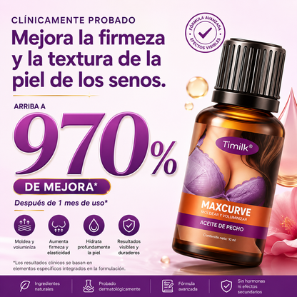 Aceite para el busto MaxCurve para dar forma y aumentar el volumen