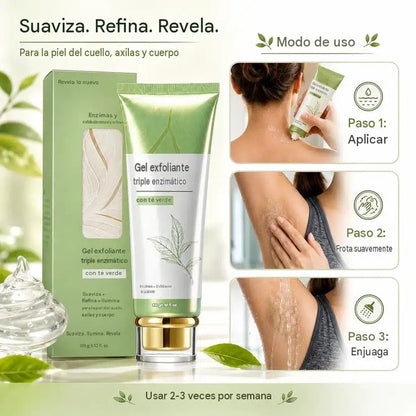 PROMO 2X1 Gel exfoliante de triple enzima con efecto té verde.