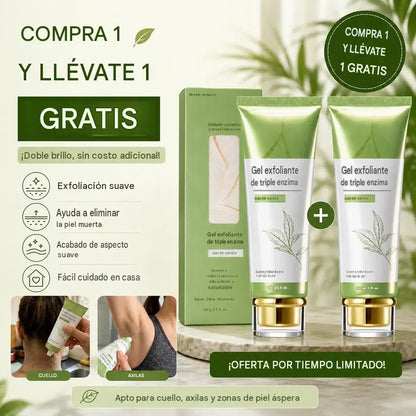 PROMO 2X1 Gel exfoliante de triple enzima con efecto té verde.