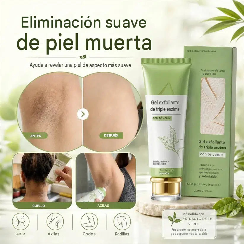 PROMO 2X1 Gel exfoliante de triple enzima con efecto té verde.
