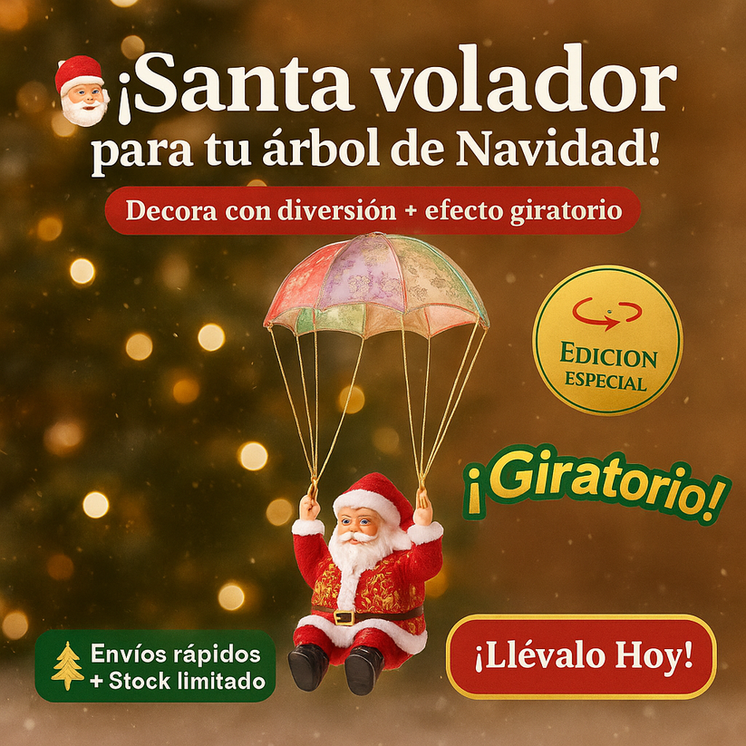 PAPA NOEL PARACAÍDAS EN MOVIMIENTO | VUELO REALISTA + LUCES LED