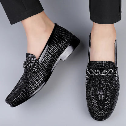 Mocasines premium para hombre: elegantes con estampado de cocodrilo