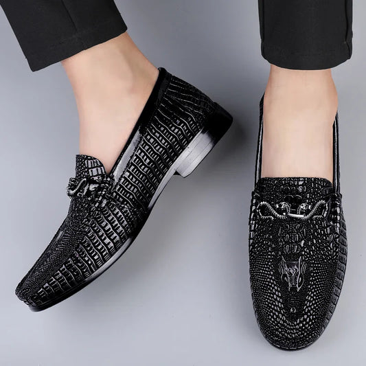 Mocasines premium para hombre: elegantes con estampado de cocodrilo