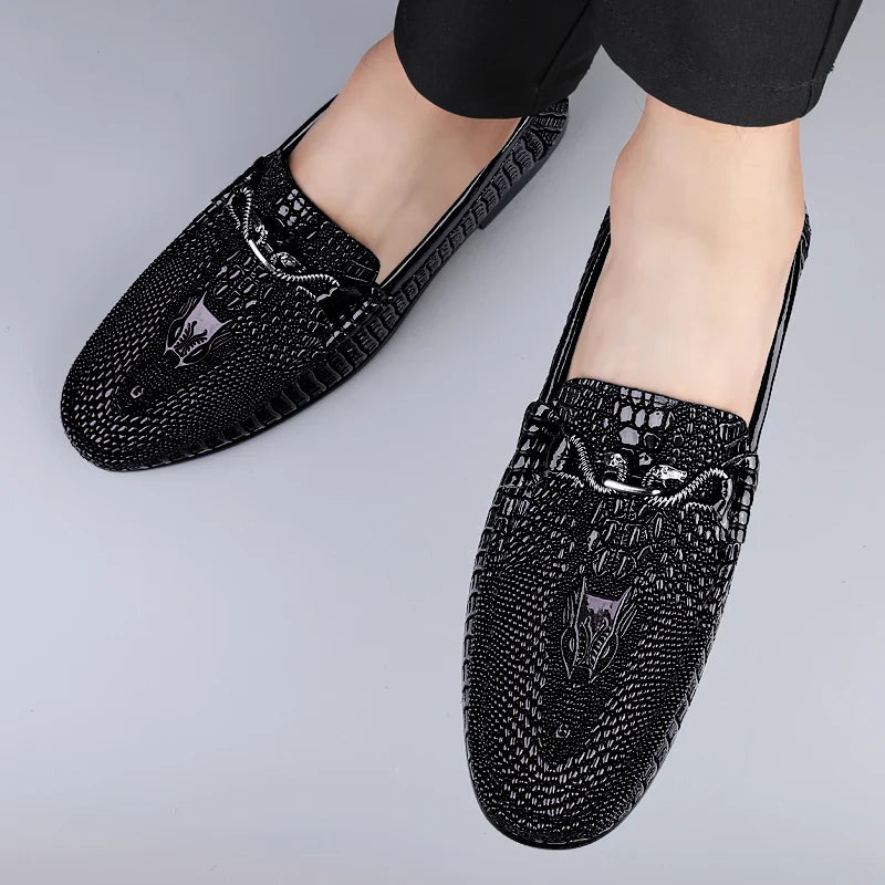 Mocasines premium para hombre: elegantes con estampado de cocodrilo