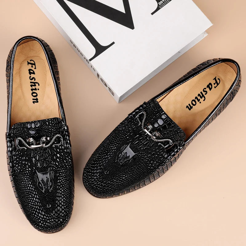 Mocasines premium para hombre: elegantes con estampado de cocodrilo