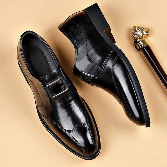 Zapatos de vestir clásicos sin cordones tipo brogue para hombre