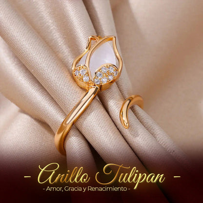 JOYERIA EXCLUSIVA! ANILLO AJUSTABLE TULIPAN (INCLUYE CAJA)