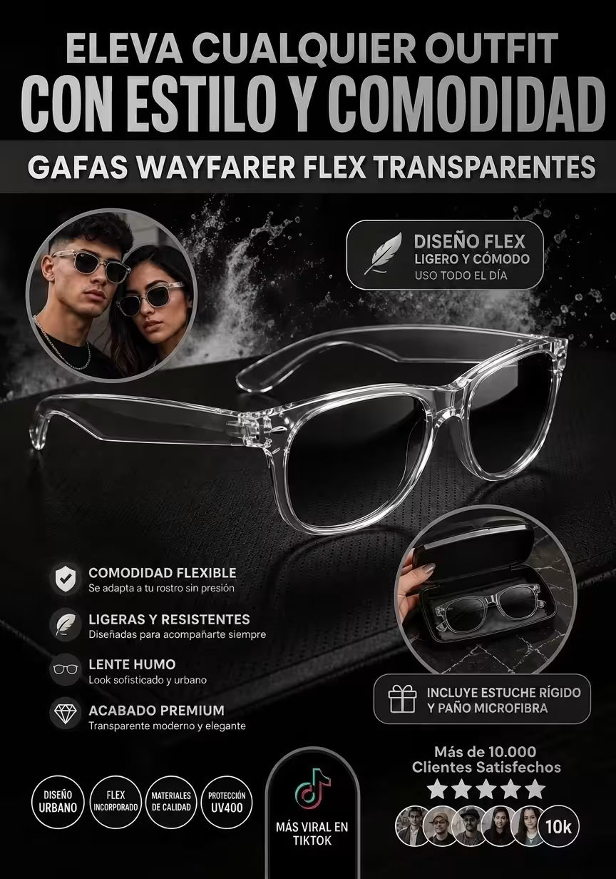 Gafas Wayfarer Crystal Smoke Flex