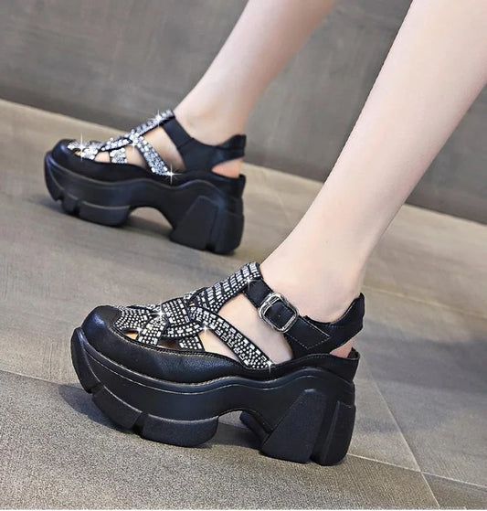 Sandalias Con Plataforma Glamour De Lentejuelas