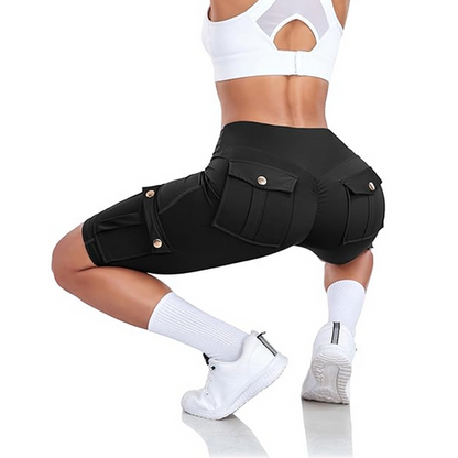 Pantalones cortos elásticos de cintura alta para mujer
