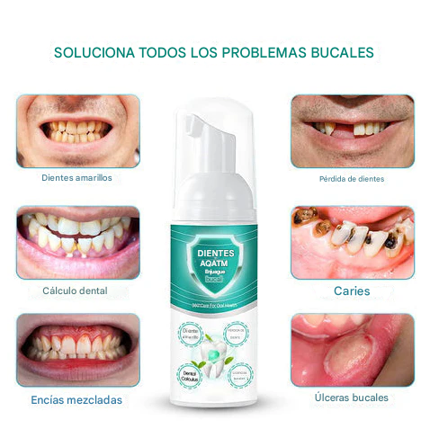 Enjuague bucal AQA™ NEW TEETH: soluciona todos los problemas bucales