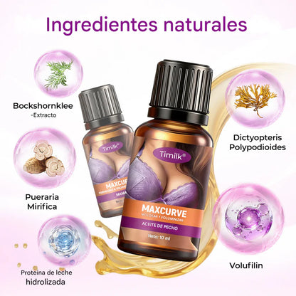 Aceite para el busto MaxCurve para dar forma y aumentar el volumen