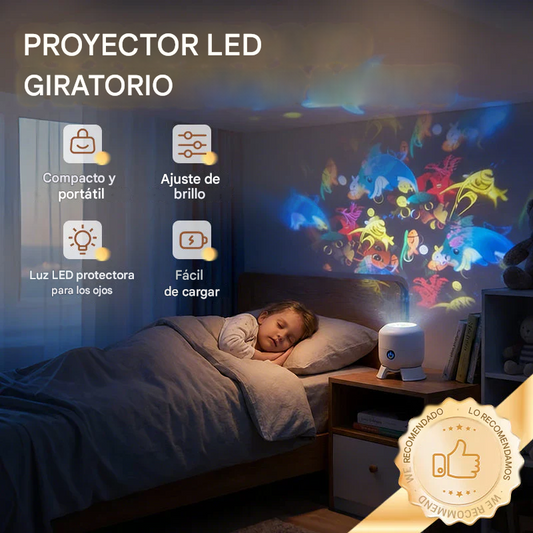✨Lámpara proyector LED giratoria – Efecto galaxia 🌌🛌