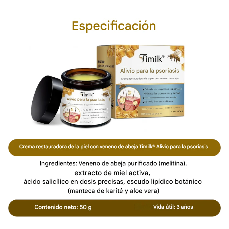 Crema reparadora para la piel PsoriaSoothe con veneno de abeja