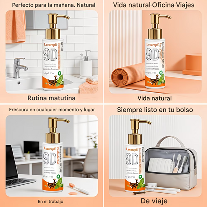 Pasta dental herbal con clavo y menta, sin flúor añadido, promueve un aliento fresco y favorece la salud del esmalte y las encías.