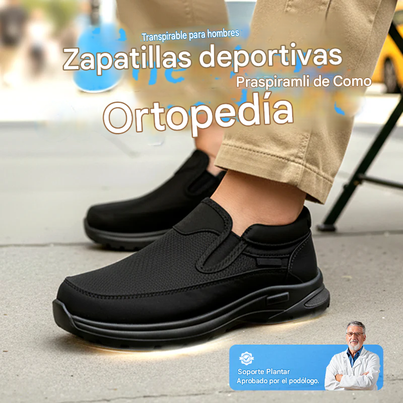 Zapatillas ortopédicas sin cordones para hombre, transpirables y cómodas con plantillas de espuma viscoelástica.