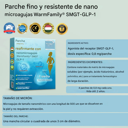 [Ver resultados en 7 días] Parche de nano microagujas WarmFamily® SMGT-GLP-1 (indoloro, de larga duración, trata la diabetes, la obesidad y las enfermedades cardiovasculares)