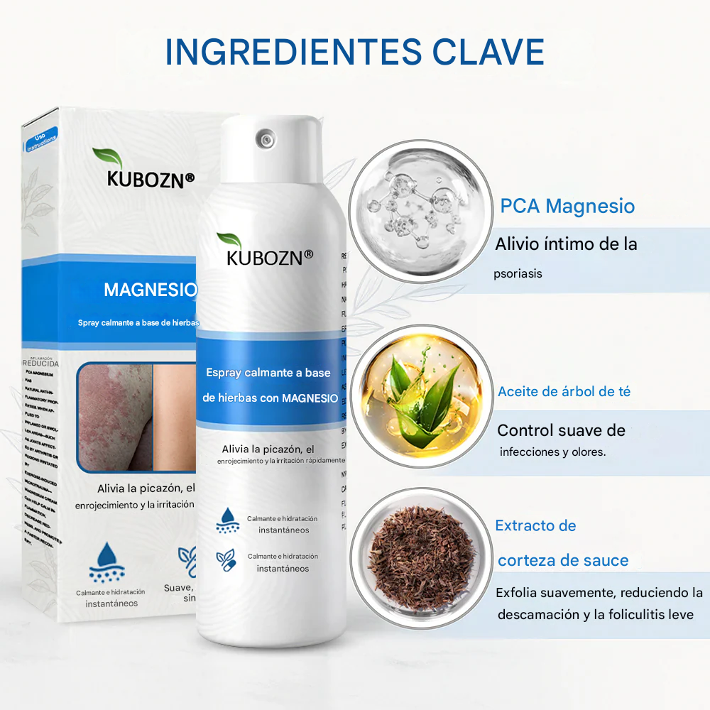 Kubozn® Magnesium Herbal Psoriasis Spray Alivia la psoriasis y el eczema