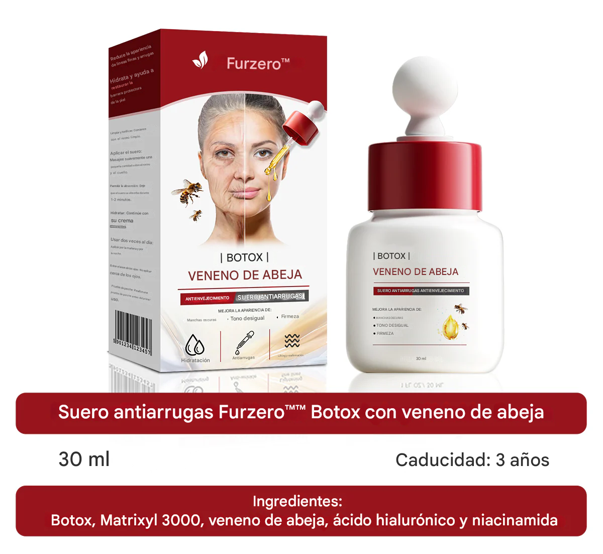 Suero antiarrugas Furzero™ Botox con veneno de abeja