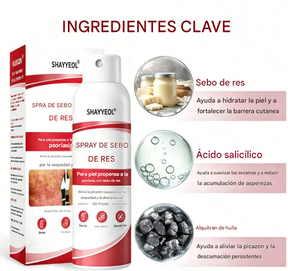Spray de sebo de res: calma y repara la piel con psoriasis rápidamente | Sin frotar
