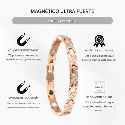 Pulsera de bienestar con imán de cobre Czticle® MagnaCalm para mujer