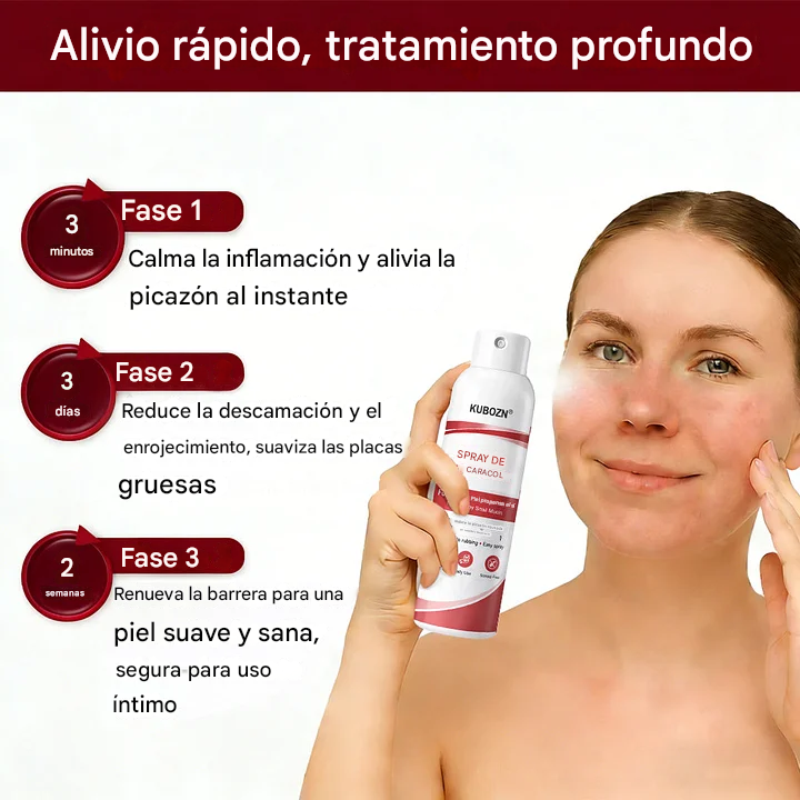 KUBOZN® Spray reparador de caracol para piel con psoriasis, con picazón y descamación.