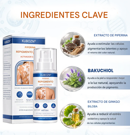 Spray Activador de Repigmento con Piperina para Reactivar las Células Pigmentarias Latentes y Restaurar el Color Natural de la Piel