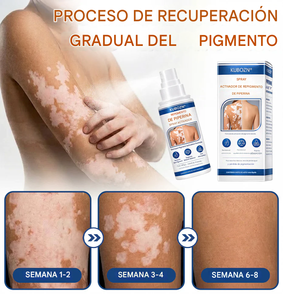 Spray Activador de Repigmento con Piperina para Reactivar las Células Pigmentarias Latentes y Restaurar el Color Natural de la Piel